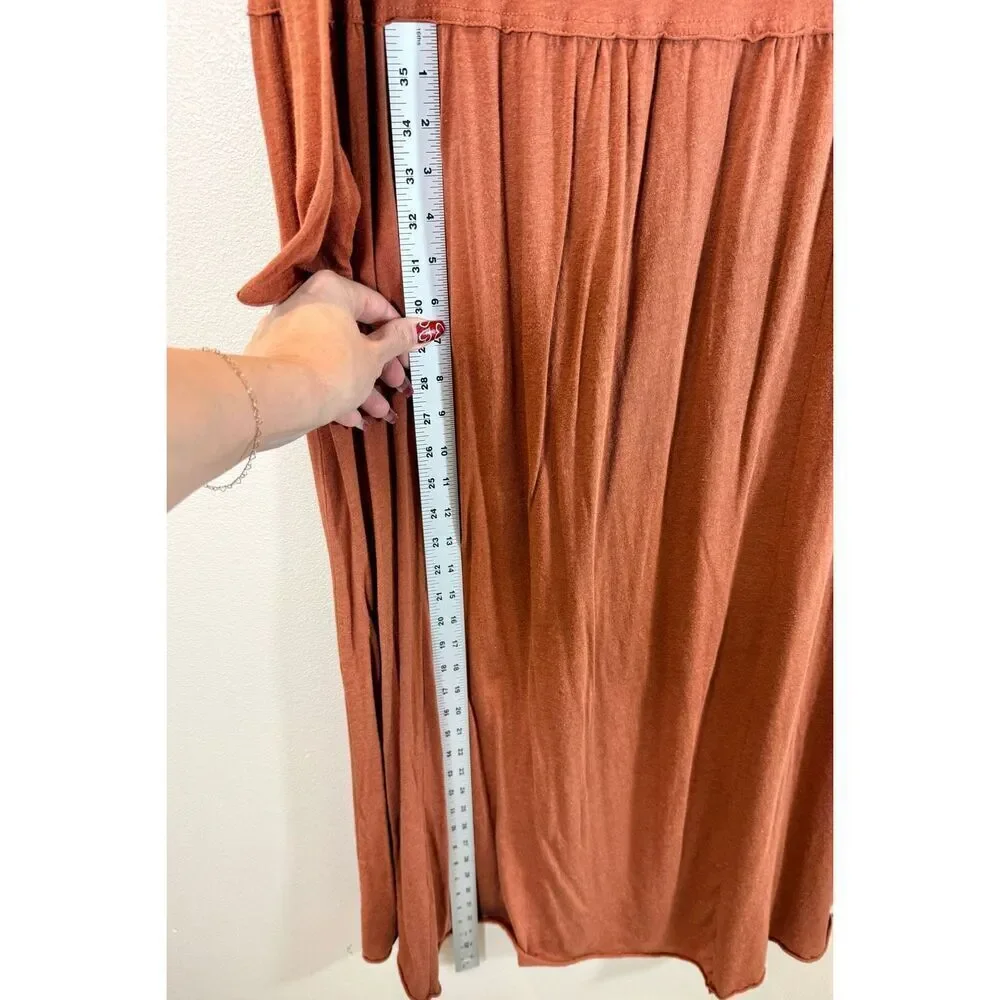 Free People Anytime Longe Sleeve Cotton Rustic Boho Midi Dress Women's Small